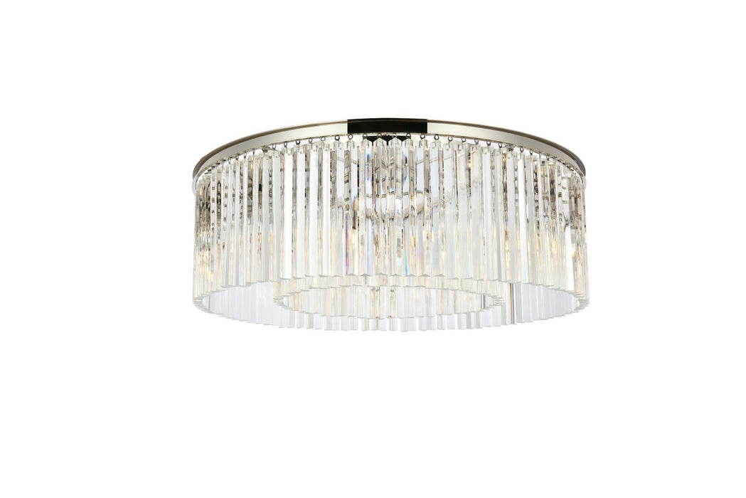 Elegant Lighting 1208F43PN/RC Ten Light Flush Mount, Polished Nickel