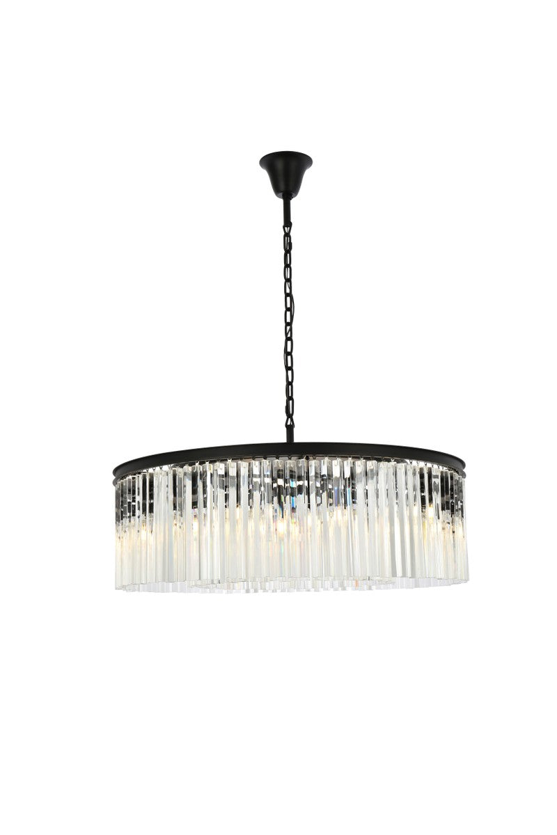 Elegant Lighting 1208G43MB/RC Ten Light Chandelier, Matte Black