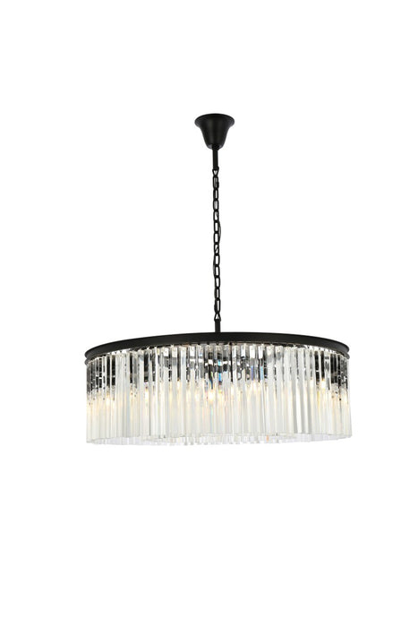Elegant Lighting 1208G43MB/RC Ten Light Chandelier, Matte Black