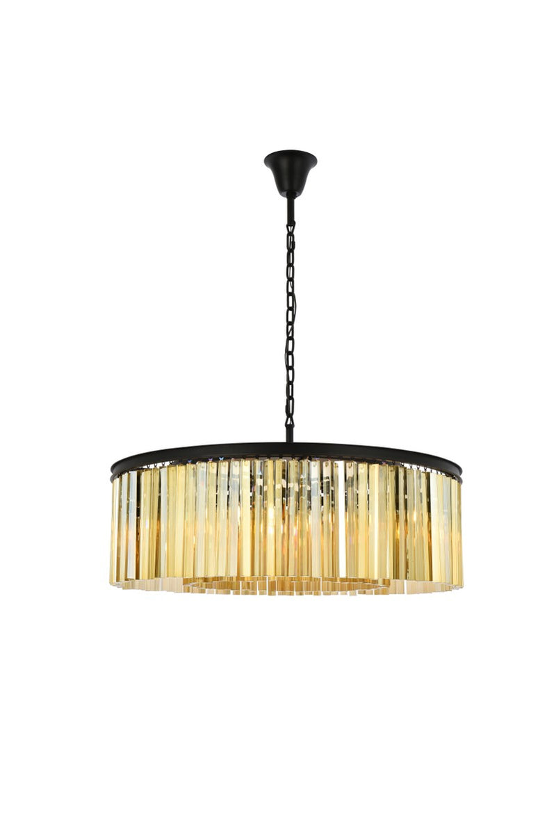 Elegant Lighting 1208G43MB-GT/RC Ten Light Chandelier, Matte Black
