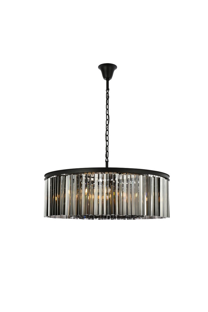 Elegant Lighting 1208G43MB-SS/RC Ten Light Chandelier, Matte Black