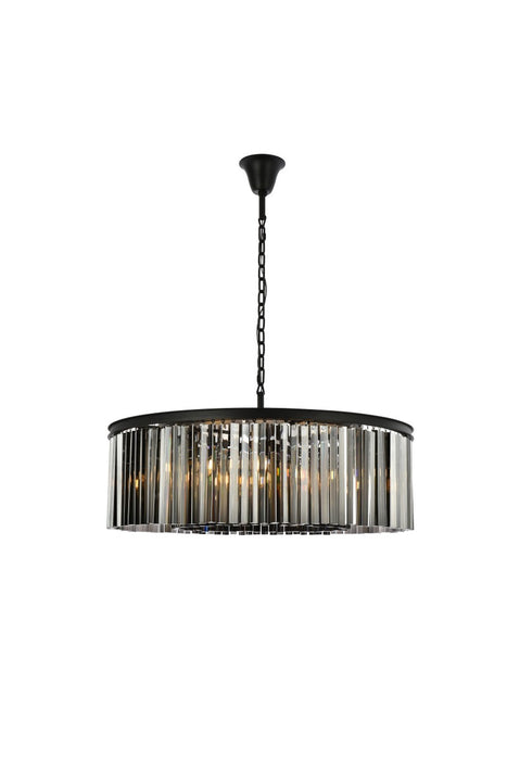 Elegant Lighting 1208G43MB-SS/RC Ten Light Chandelier, Matte Black