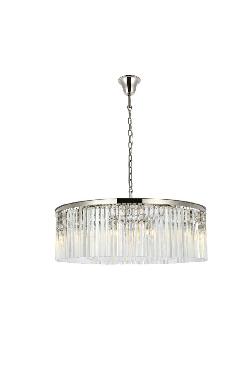 Elegant Lighting 1208G43PN/RC Ten Light Chandelier, Polished Nickel