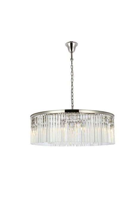 Elegant Lighting 1208G43PN/RC Ten Light Chandelier, Polished Nickel