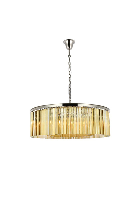 Elegant Lighting 1208G43PN-GT/RC Ten Light Chandelier, Polished Nickel