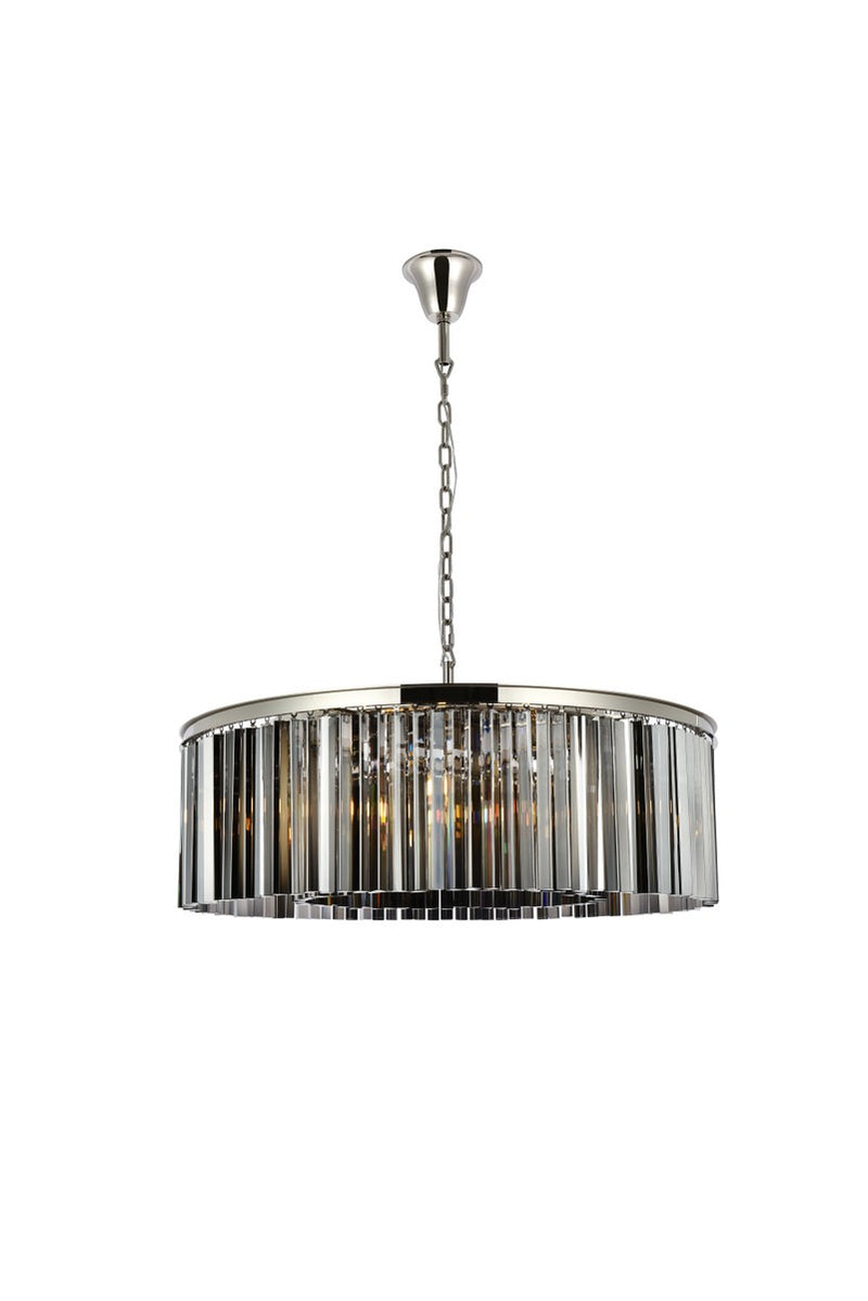Elegant Lighting 1208G43PN-SS/RC Ten Light Chandelier, Polished Nickel