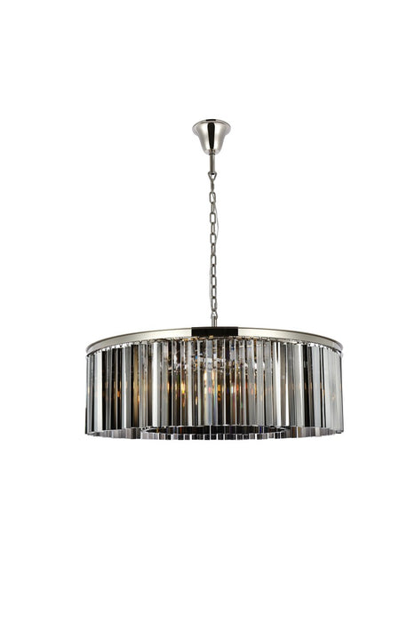 Elegant Lighting 1208G43PN-SS/RC Ten Light Chandelier, Polished Nickel