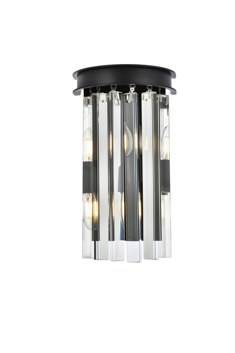 Elegant Lighting 1208W8MB/RC Two Light Wall Sconce, Matte Black