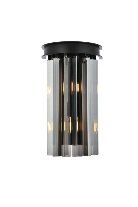 Elegant Lighting 1208W8MB-SS/RC Two Light Wall Sconce, Matte Black