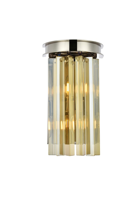 Elegant Lighting 1208W8PN-GT/RC Two Light Wall Sconce, Polished Nickel