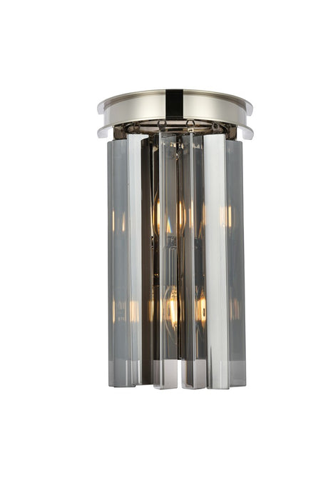 Elegant Lighting 1208W8PN-SS/RC Two Light Wall Sconce, Polished Nickel
