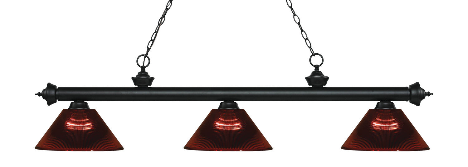 Z-Lite 200-3MB-ARBG Three Light Billiard, Matte Black