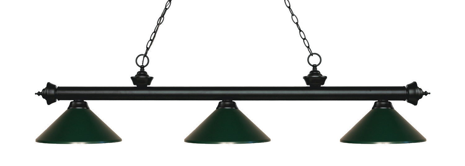 Z-Lite 200-3MB-MDG Three Light Billiard, Matte Black