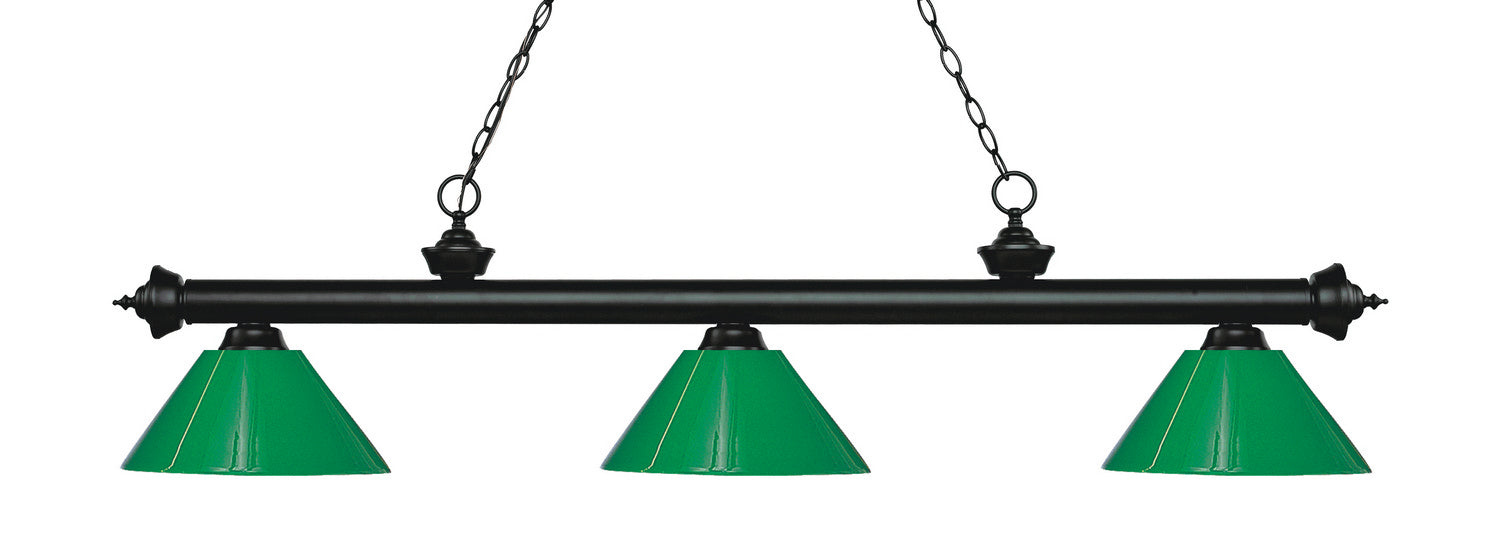 Z-Lite 200-3MB-PGR Three Light Billiard, Matte Black