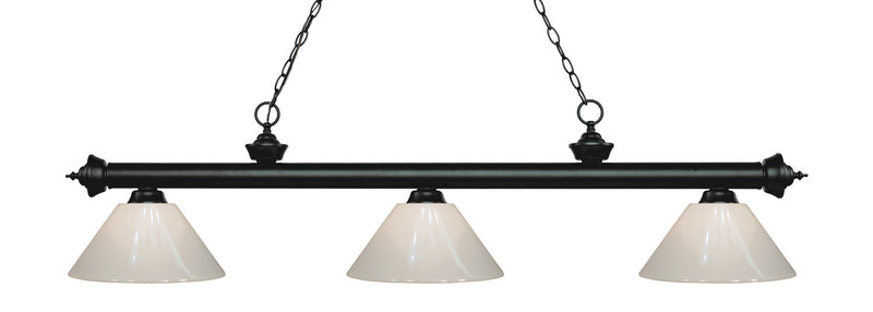 Z-Lite 200-3MB-PWH Three Light Billiard, Matte Black