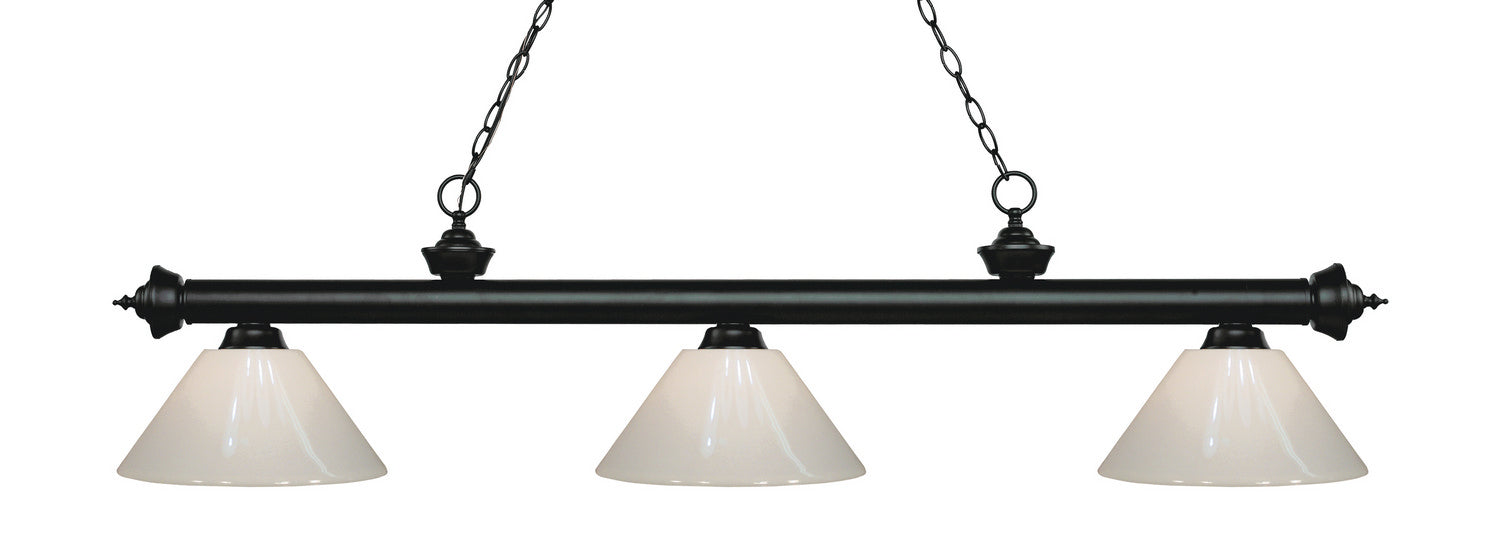 Z-Lite 200-3MB-PWH Three Light Billiard, Matte Black