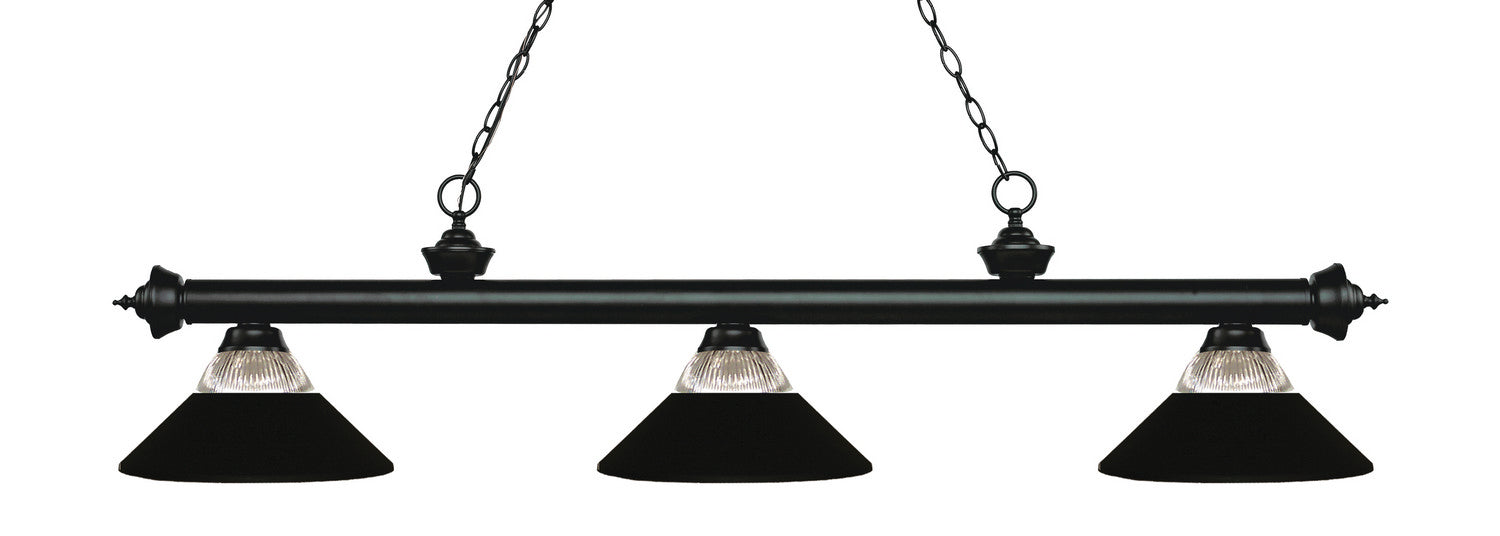 Z-Lite 200-3MB-RMB Three Light Billiard, Matte Black