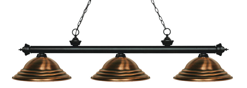 Z-Lite 200-3MB-SAC Three Light Billiard, Matte Black