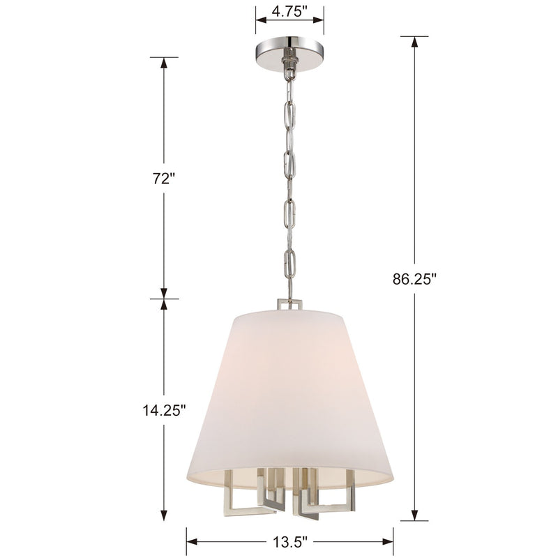 Crystorama 2254-PN Four Light Mini Chandelier, Polished Nickel