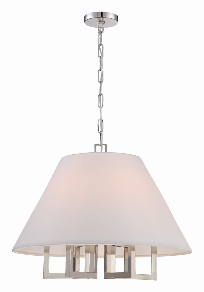 Crystorama 2256-PN Six Light Chandelier, Polished Nickel