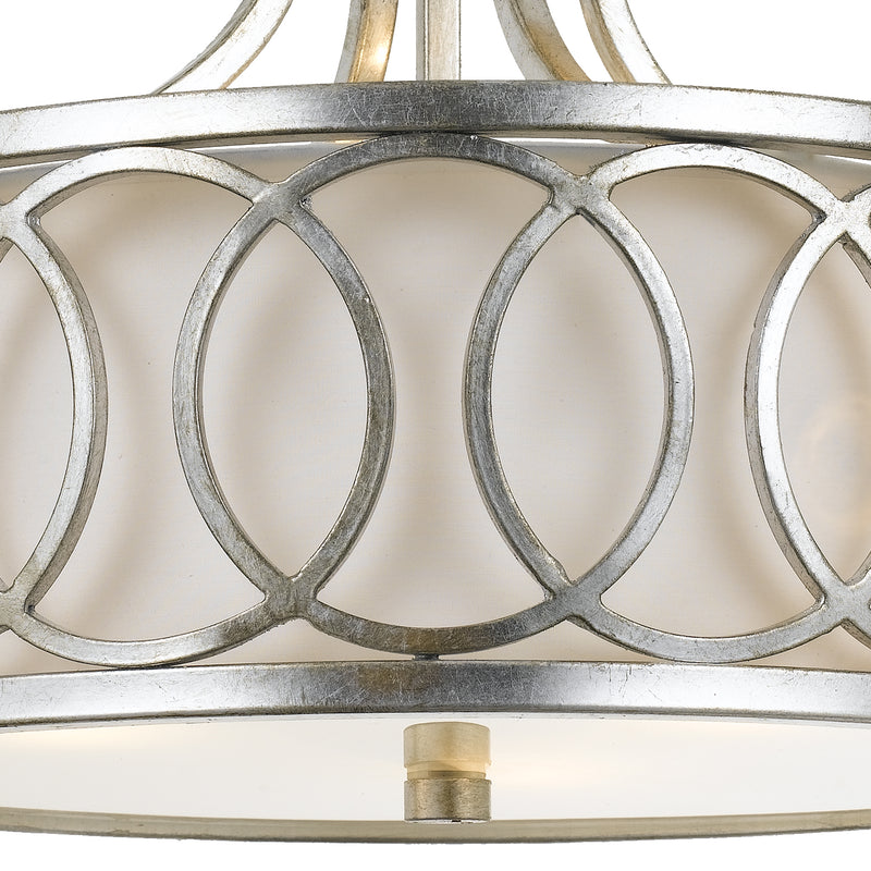 Crystorama 285-SA Three Light Semi Flush Mount, Antique Silver