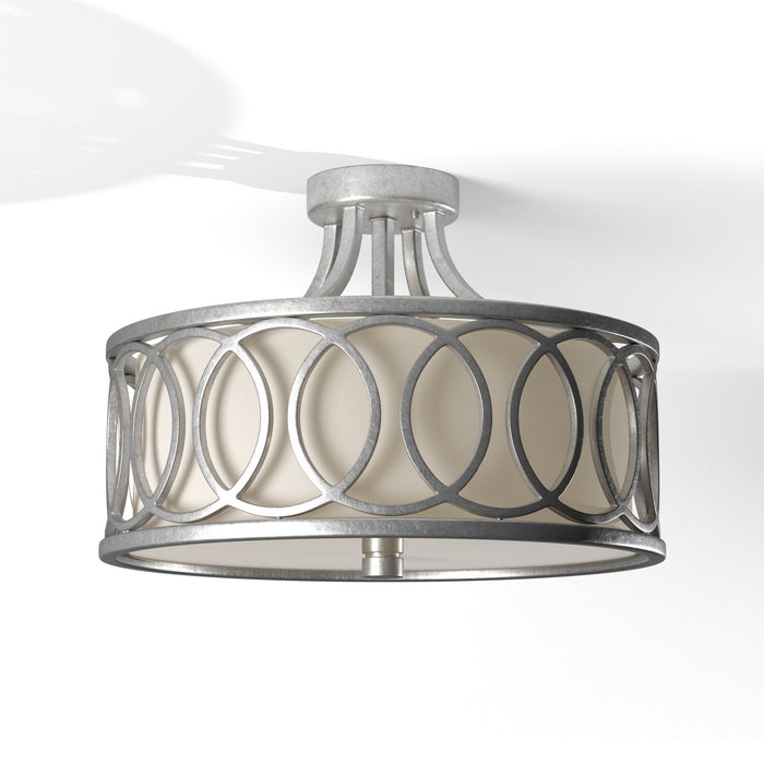 Crystorama 285-SA Three Light Semi Flush Mount, Antique Silver