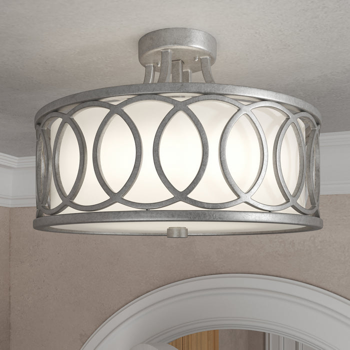 Crystorama 285-SA Three Light Semi Flush Mount, Antique Silver