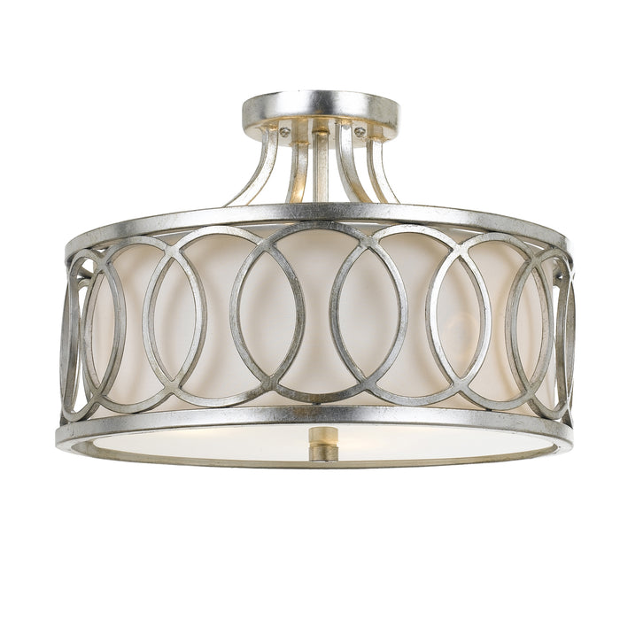 Crystorama 285-SA Three Light Semi Flush Mount, Antique Silver