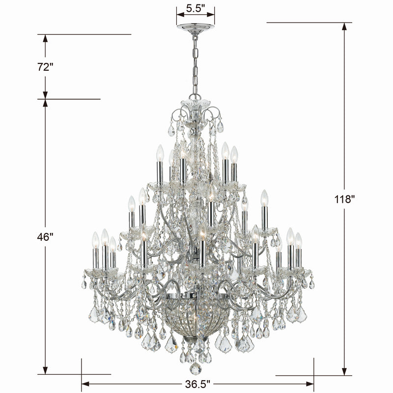 Crystorama 3229-CH-CL-MWP 26 Light Chandelier, Polished Chrome