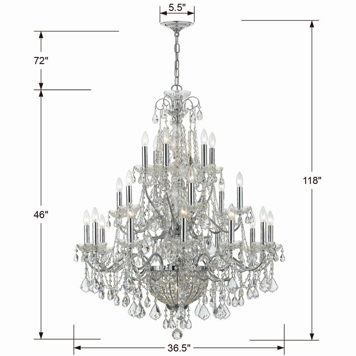 Crystorama 3229-CH-CL-MWP 26 Light Chandelier, Polished Chrome