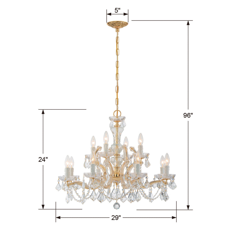 Crystorama 4479-GD-CL-I 12 Light Chandelier, Gold