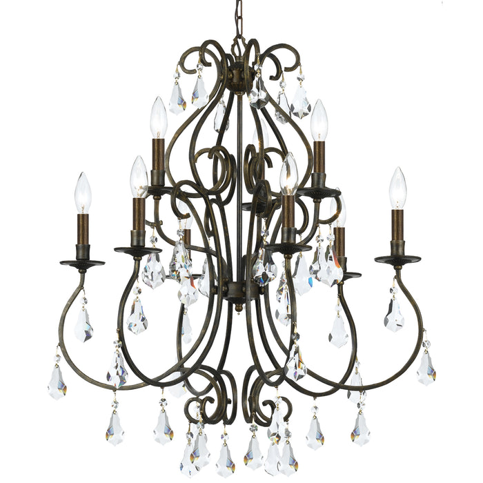 Crystorama 5019-EB-CL-MWP Nine Light Chandelier, English Bronze