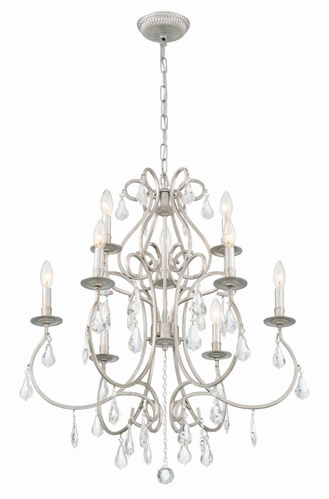 Crystorama 5019-OS-CL-MWP Nine Light Chandelier, Olde Silver