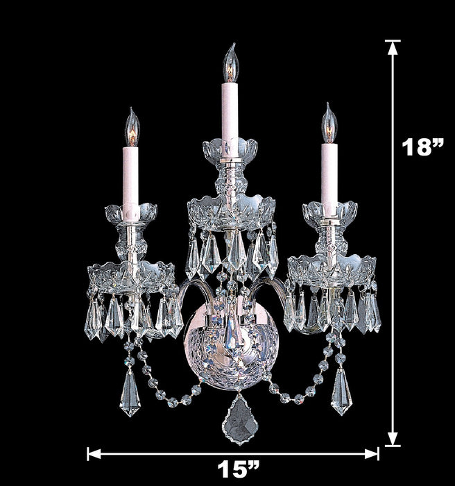 Crystorama 5023-CH-CL-MWP Three Light Wall Sconce, Polished Chrome