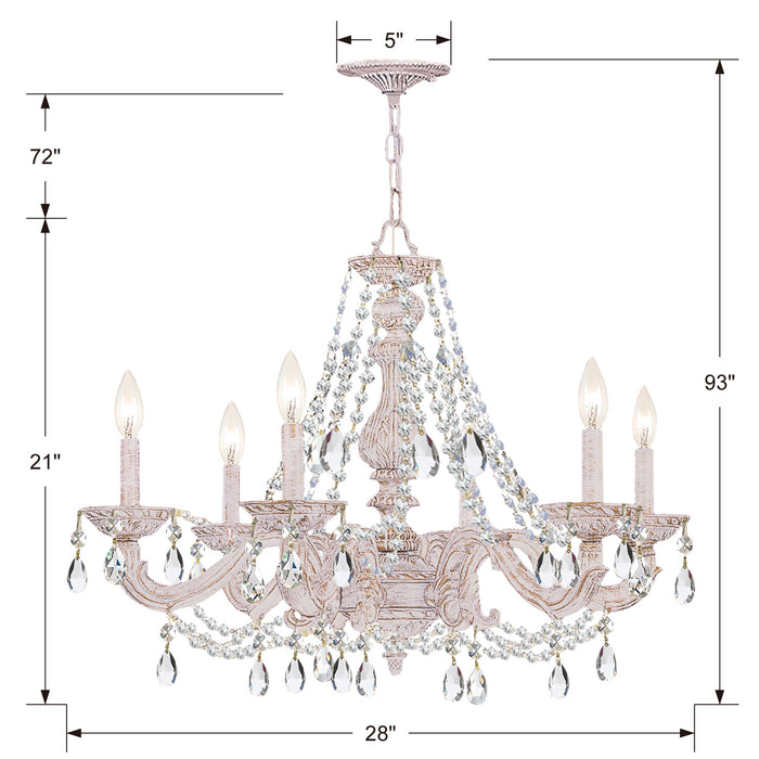Crystorama 5026-AW-CL-I Six Light Chandelier, Antique White