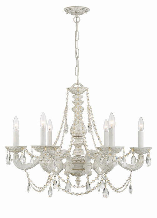 Crystorama 5026-AW-CL-I Six Light Chandelier, Antique White