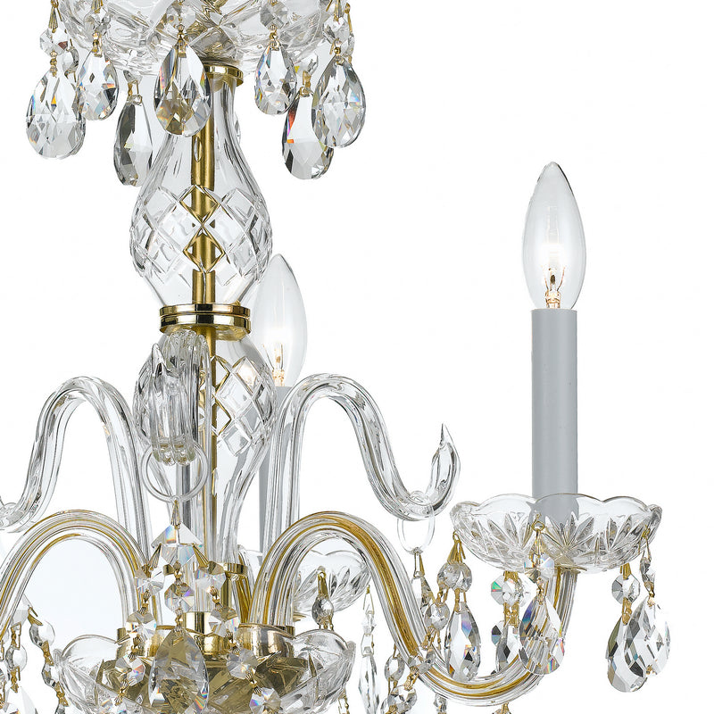 Crystorama 5044-PB-CL-MWP Three Light Mini Chandelier, Polished Brass