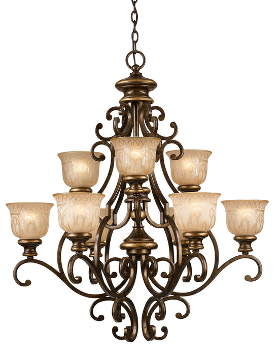 Crystorama 7409-BU Nine Light Chandelier, Bronze Umber