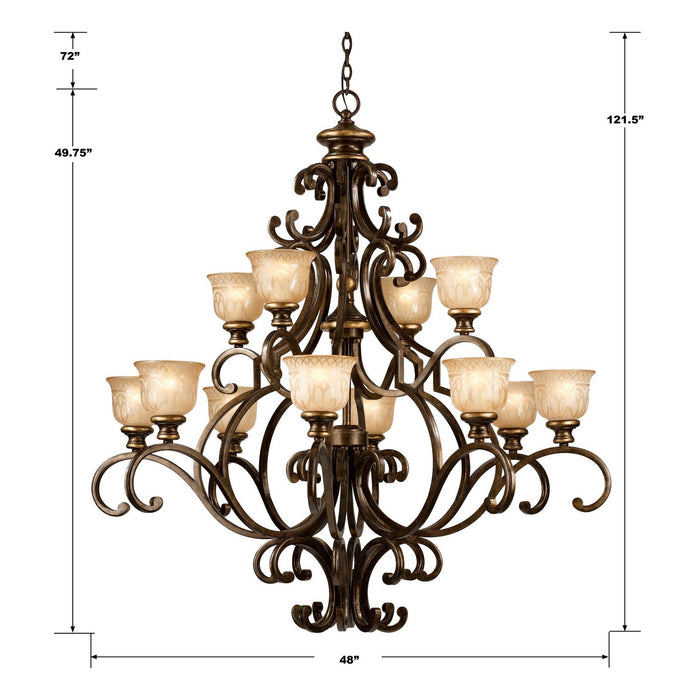Crystorama 7412-BU 12 Light Chandelier, Bronze Umber