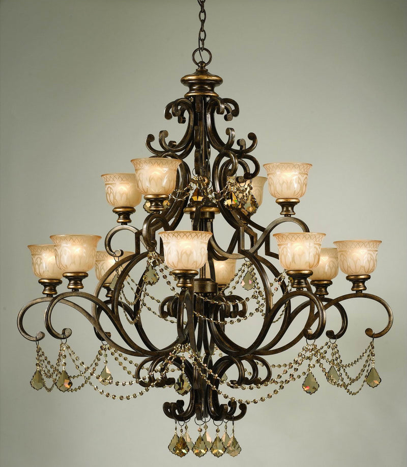 Crystorama 7512-BU-GT-MWP 12 Light Chandelier, Bronze Umber