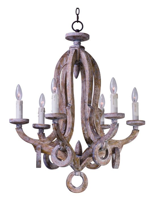 Maxim 39613SW Six Light Chandelier, Senora Wood