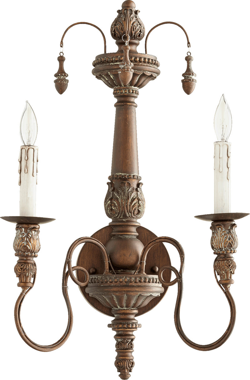 Quorum 5506-2-39 Two Light Wall Mount, Vintage Copper