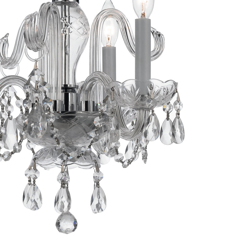 Crystorama 5044-CH-CL-I Three Light Mini Chandelier, Polished Chrome