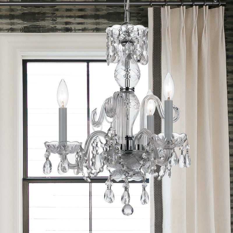 Crystorama 5044-CH-CL-I Three Light Mini Chandelier, Polished Chrome