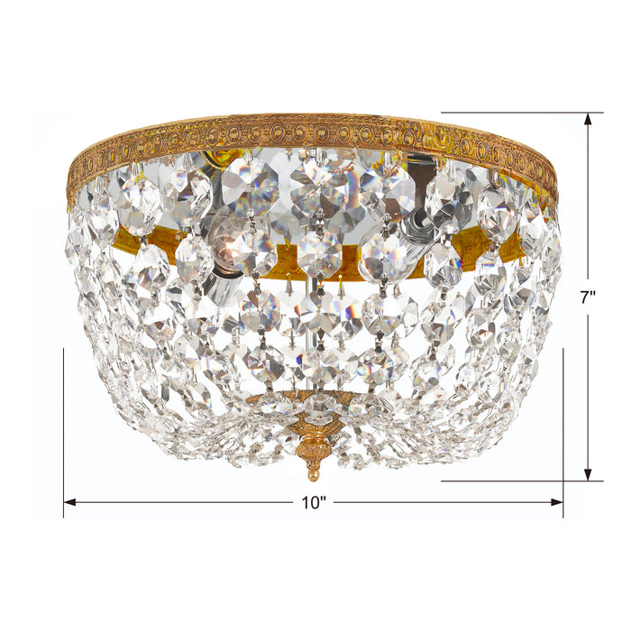Crystorama 710-OB-CL-I Two Light Flush Mount, Olde Brass