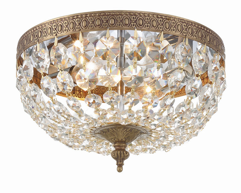 Crystorama 710-OB-CL-I Two Light Flush Mount, Olde Brass