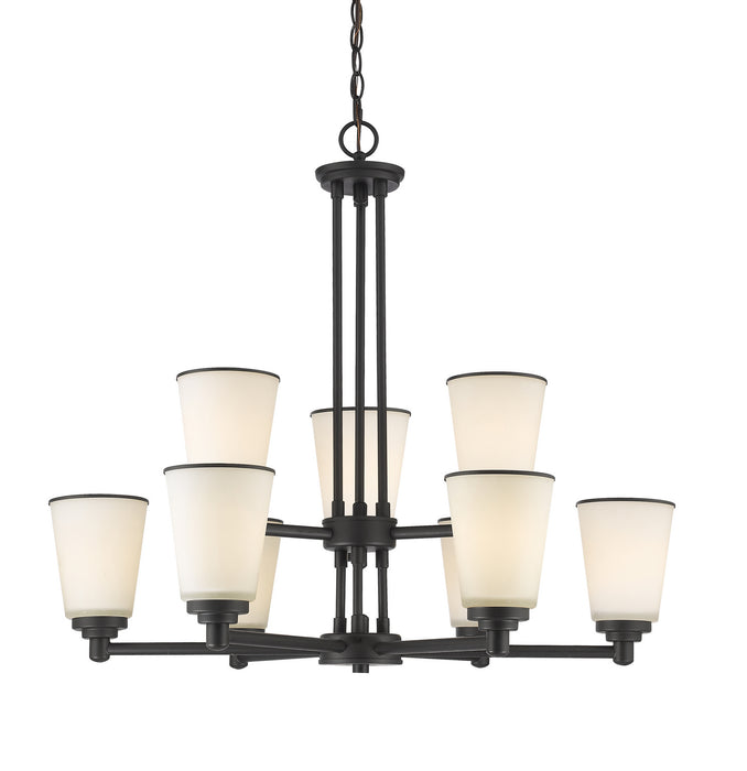 Z-Lite 432-9BRZ Nine Light Chandelier, Bronze