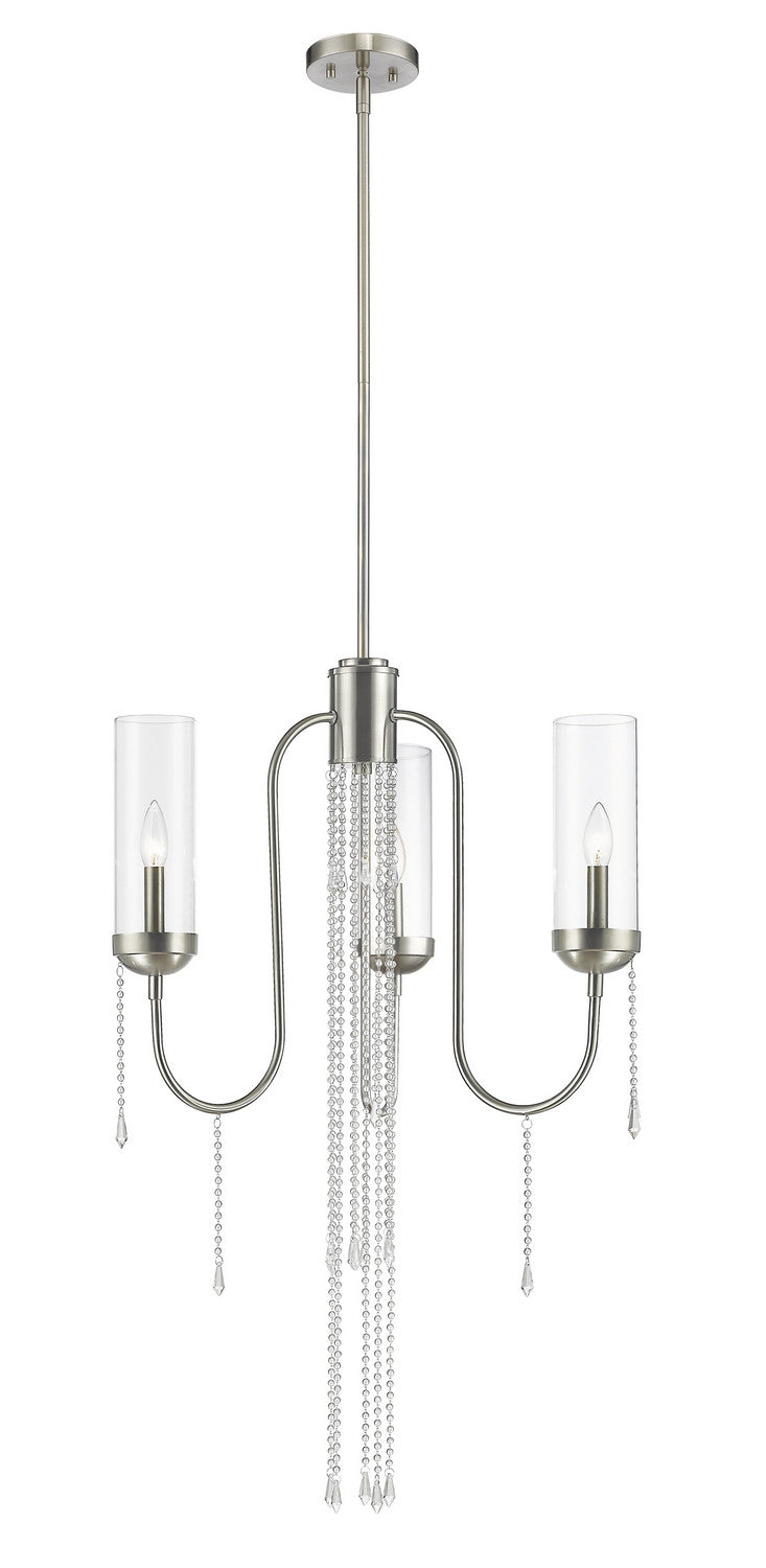 Z-Lite 433-3BN Three Light Chandelier, Brushed Nickel