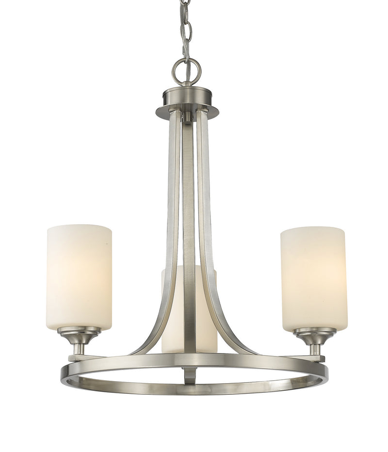 Z-Lite 435-3BN Three Light Chandelier, Brushed Nickel