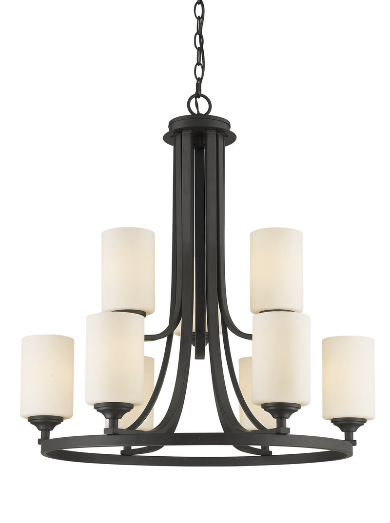 Z-Lite 435-9BRZ Nine Light Chandelier, Bronze